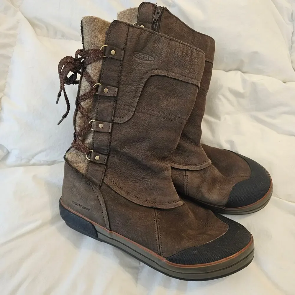 KEEN Waterproof Insulated Tall Winter Boots Brown Leather Women’s 11 EU 42